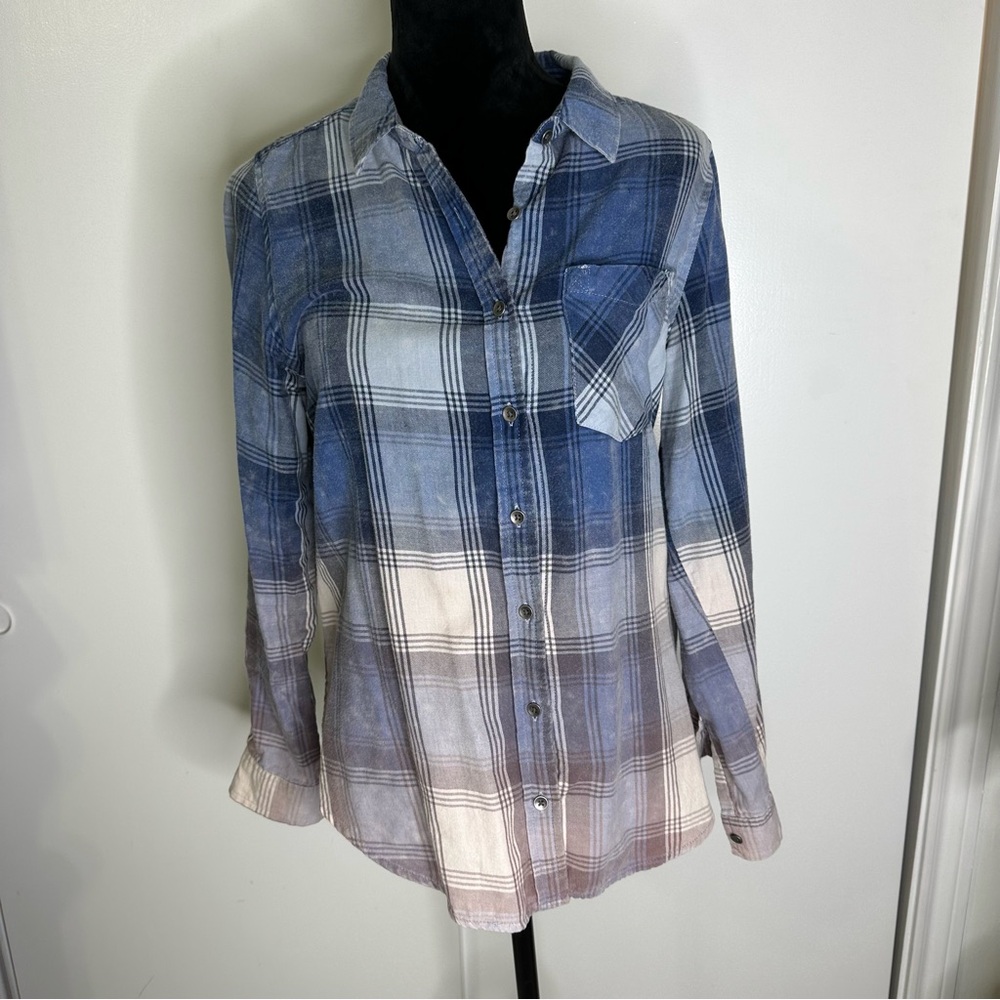 Vanilla Star Blue and White Plaid Shirt